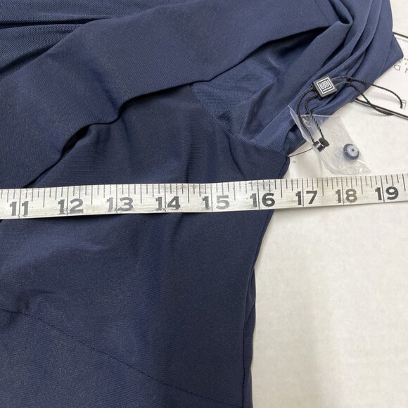 Laundry by Shelli Segal Dress 10 Blue Mesh Asymmetric Bodice Jersey Knit Midi - Picture 7 of 11